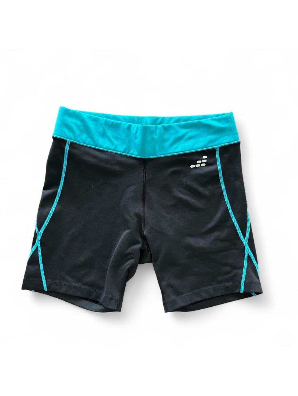 BCG Tru-Wick Compression Bike Shorts Black Turquoise Size S Athletic Workout